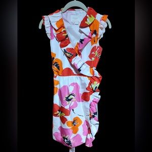 Kate Spade Aubrey Floral White Silk Wrap Dress~Size 4~Pre-Owned